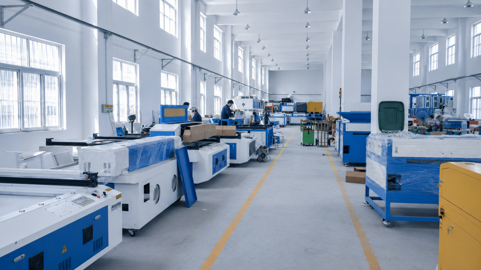 Fiber laser cutting machines in the production workshop