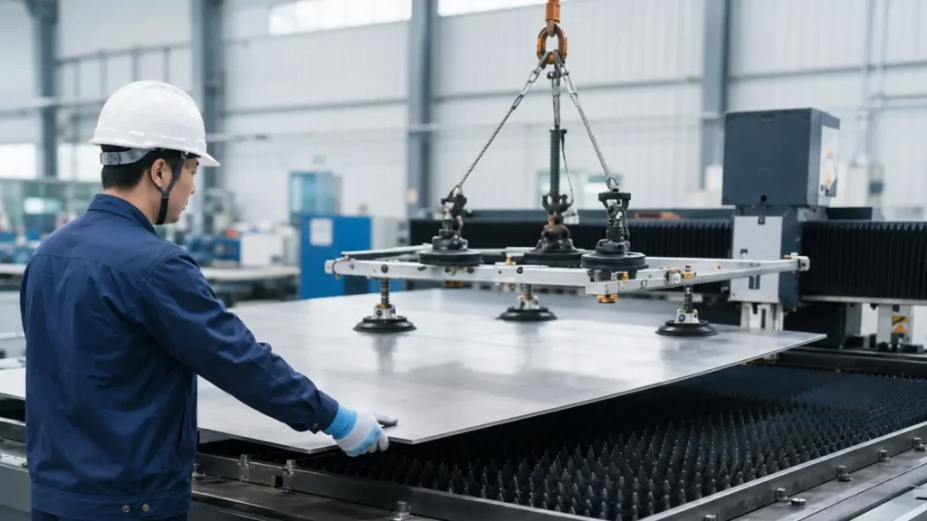 Load metal sheets directly onto the cutting table.