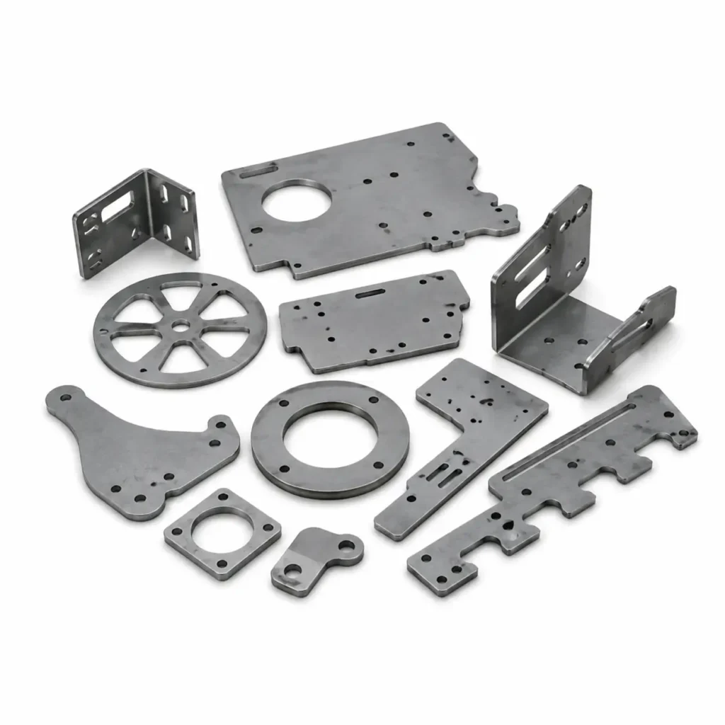 Assorted laser-cut sheet metal parts
