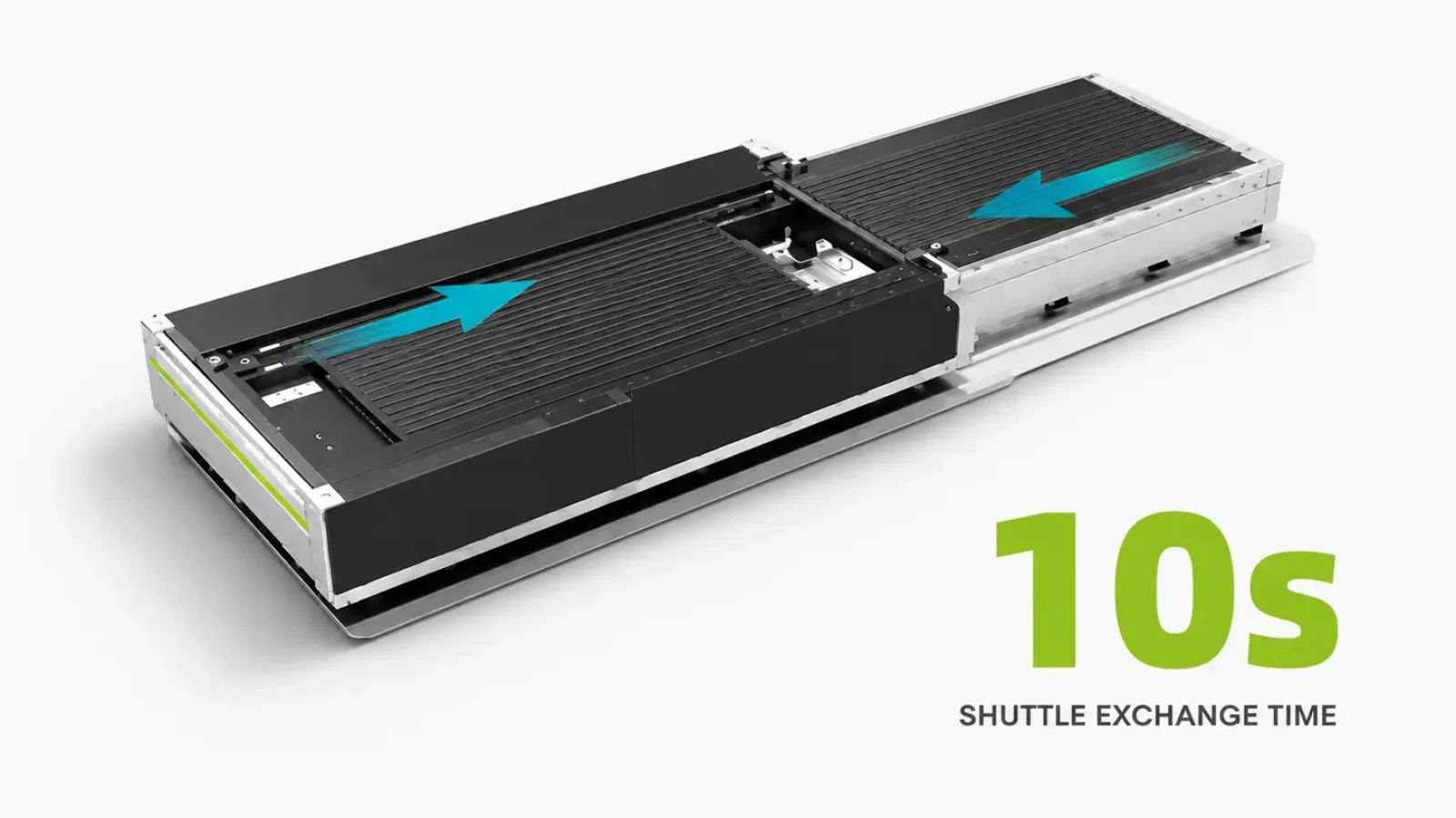 Dual exchange table system with shuttle direction arrows