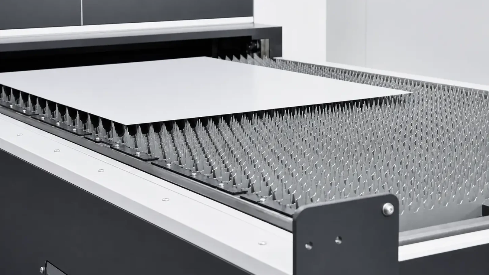 Sheet loaded on a fiber laser cutting table
